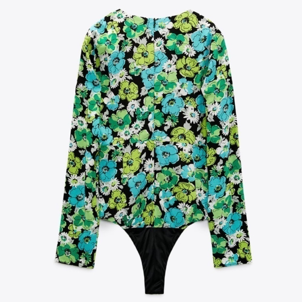 Zara Draped Floral Bodysuit - Picture 4 of 11